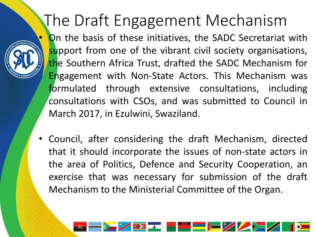 the draft engagement mechanism on the basis