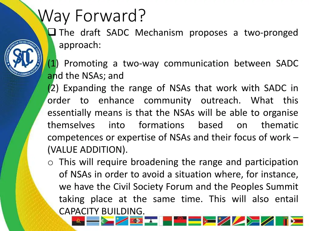 way forward the draft sadc mechanism proposes