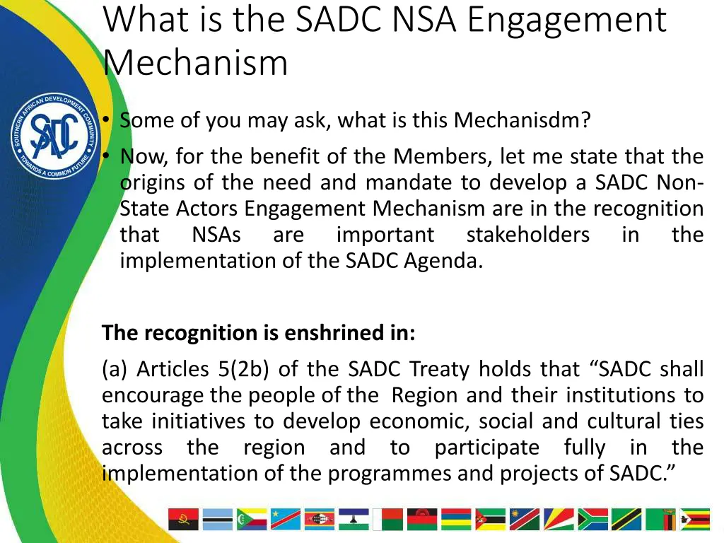 what is the sadc nsa engagement mechanism