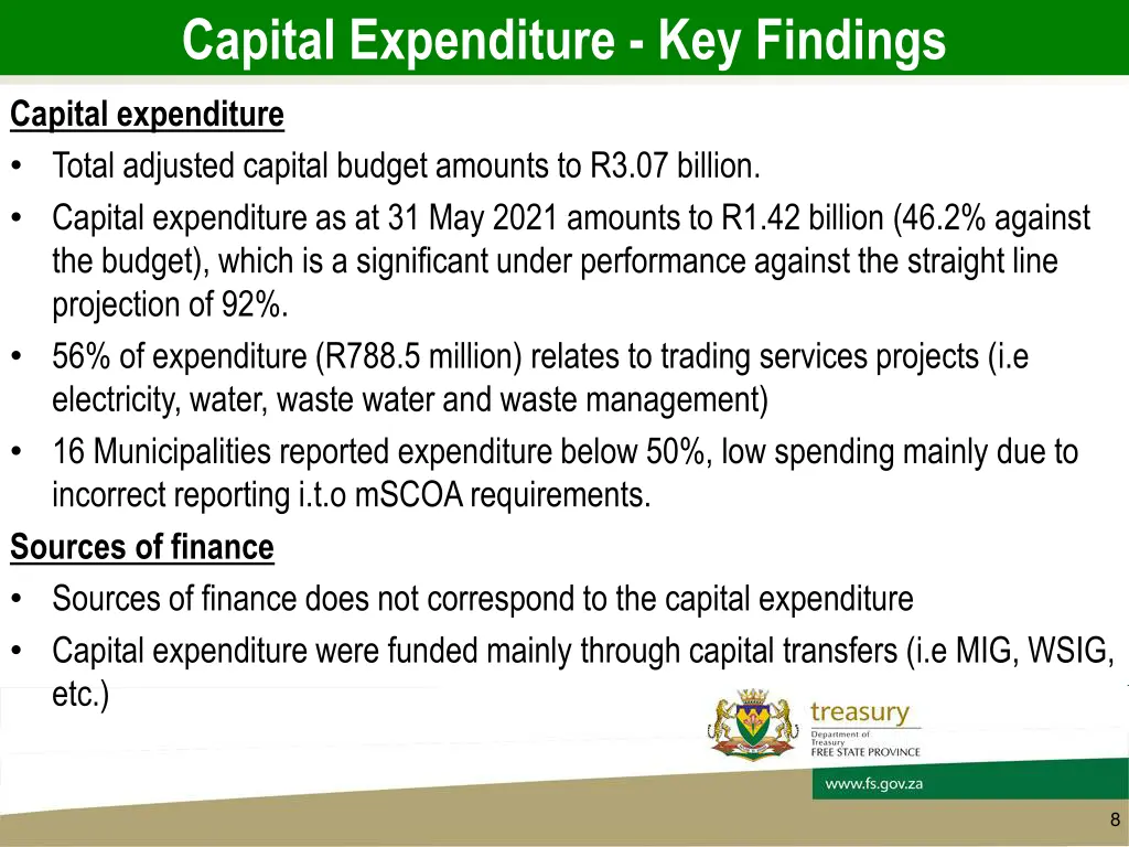 capital expenditure key findings