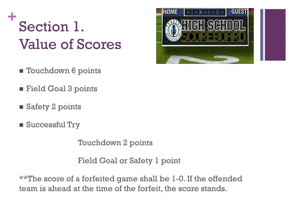 section 1 value of scores