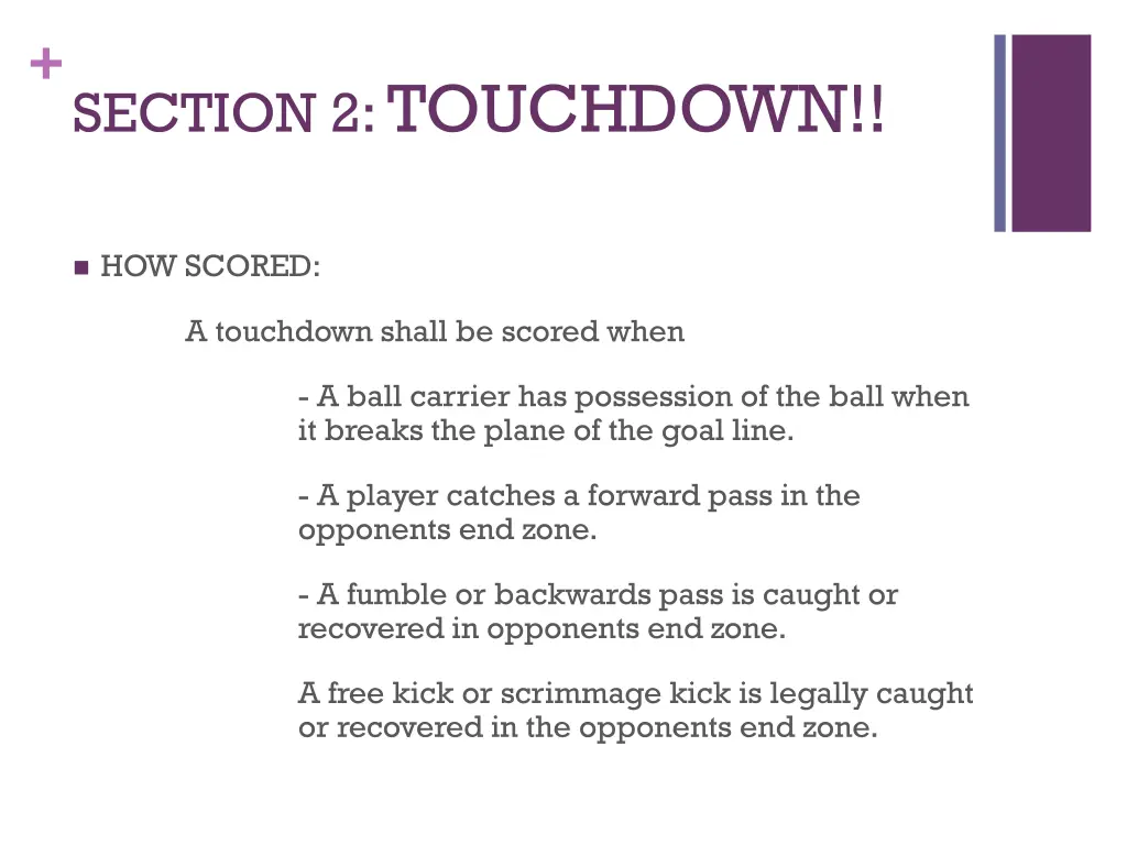 section 2 touchdown