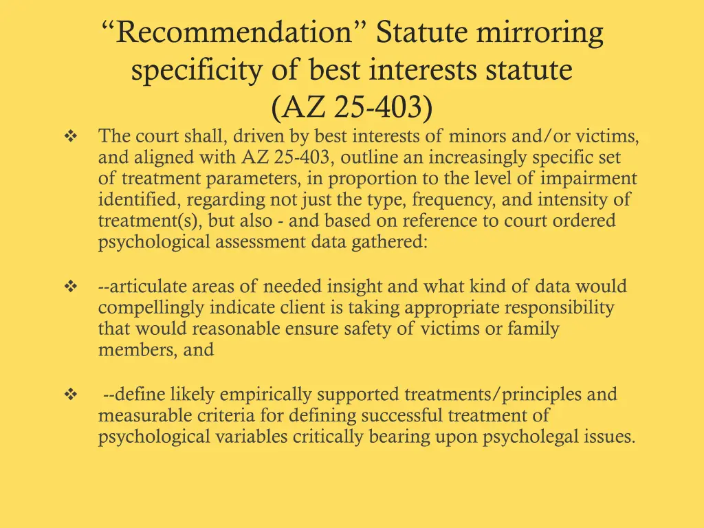 recommendation statute mirroring specificity