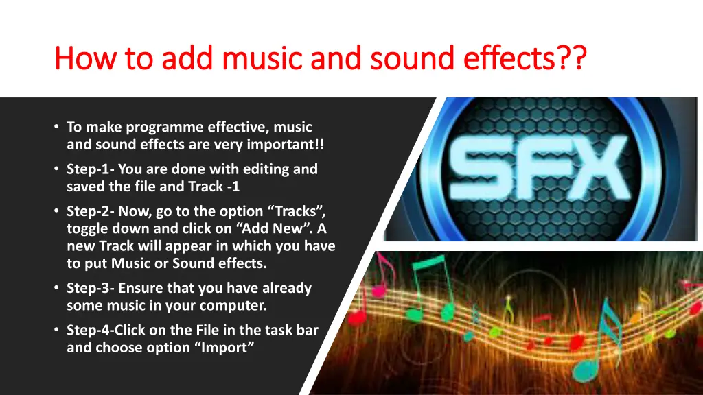 how to add music and sound effects