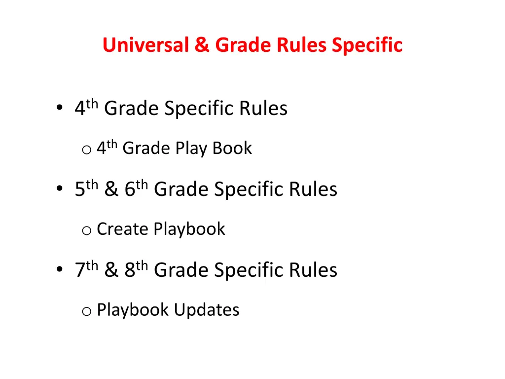 universal grade rules specific