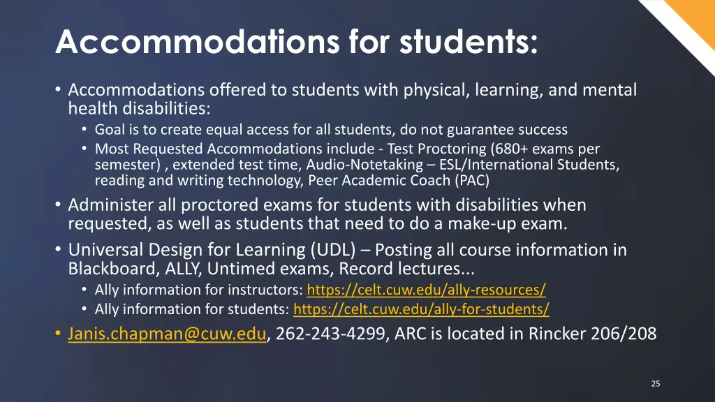 accommodations for students