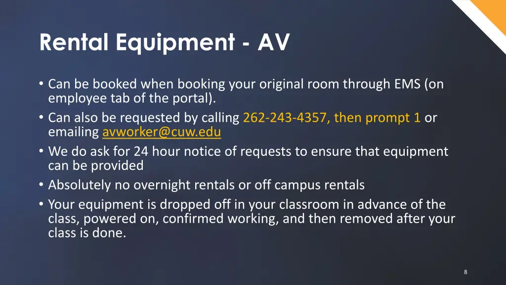 rental equipment av