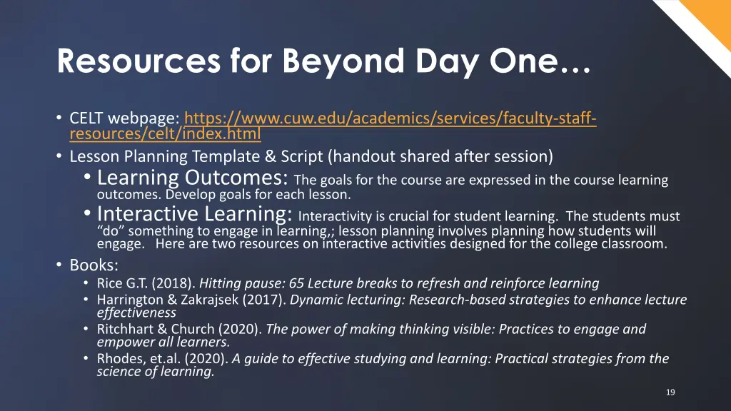 resources for beyond day one