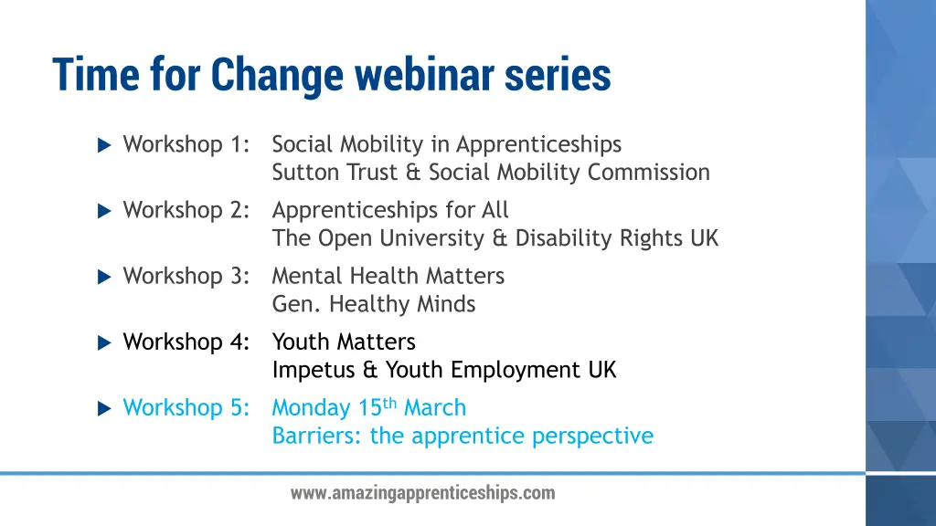 time for change webinar series