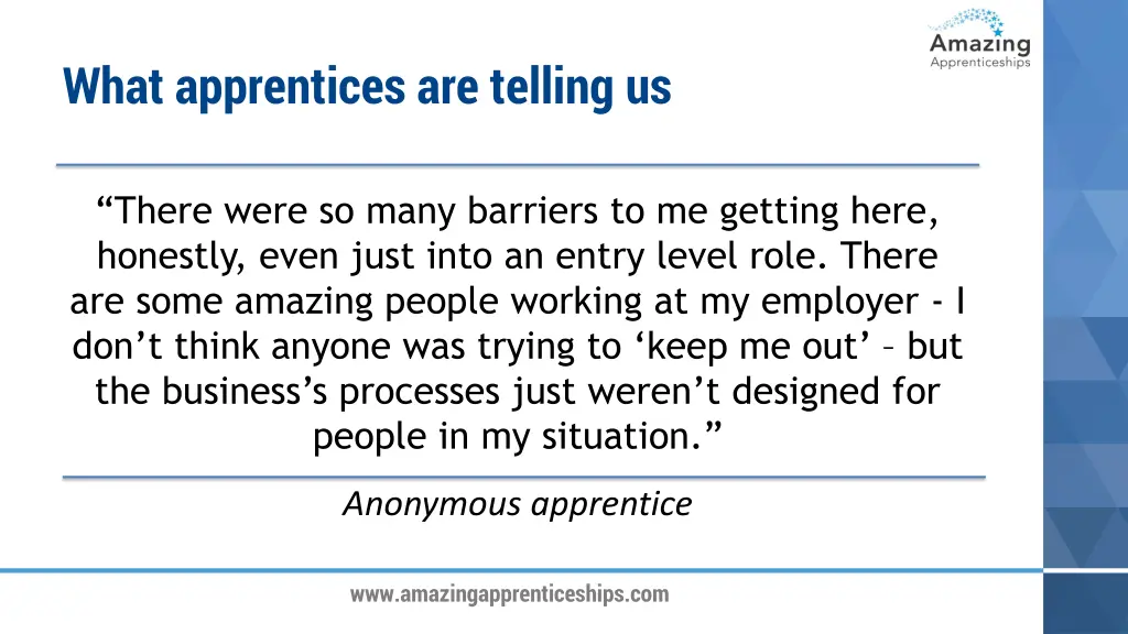 what apprentices are telling us