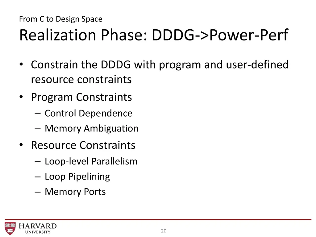 from c to design space realization phase dddg