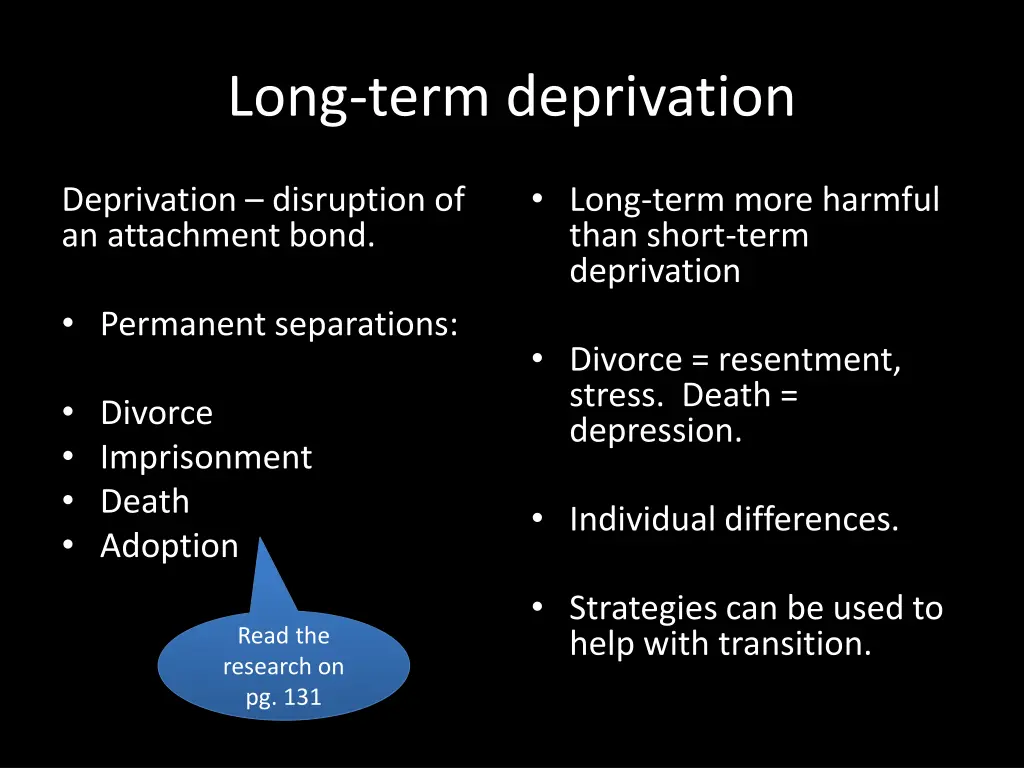 long term deprivation