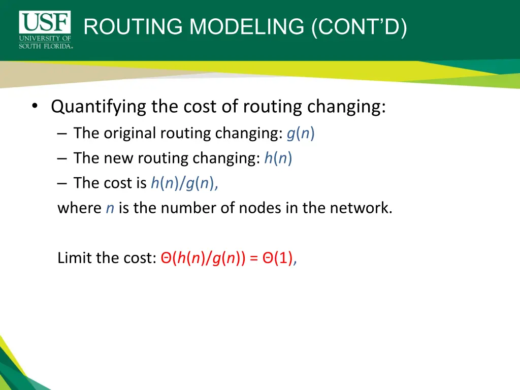 routing modeling cont d