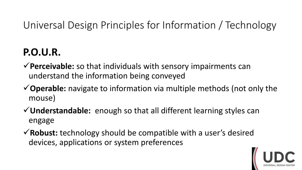 universal design principles for information