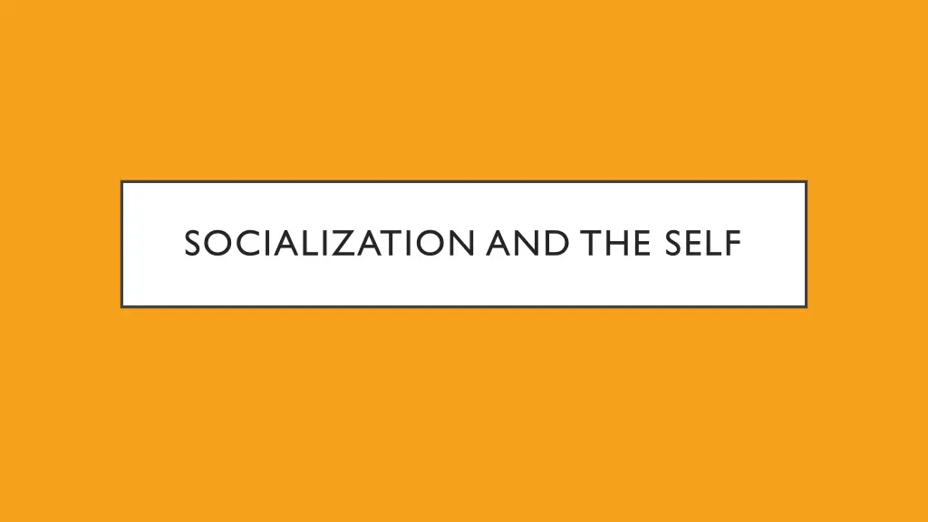 socialization and the self