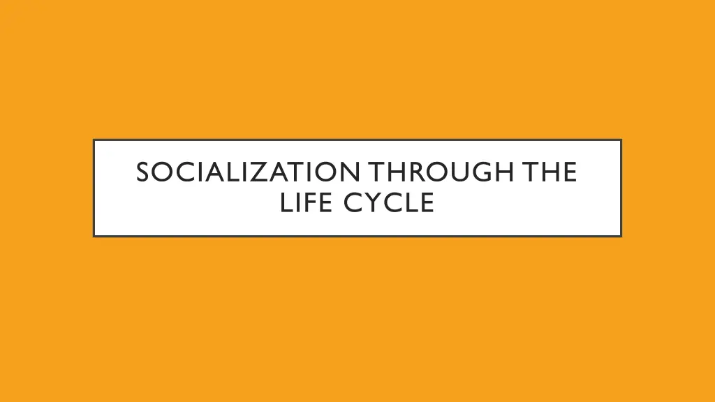 socialization through the life cycle