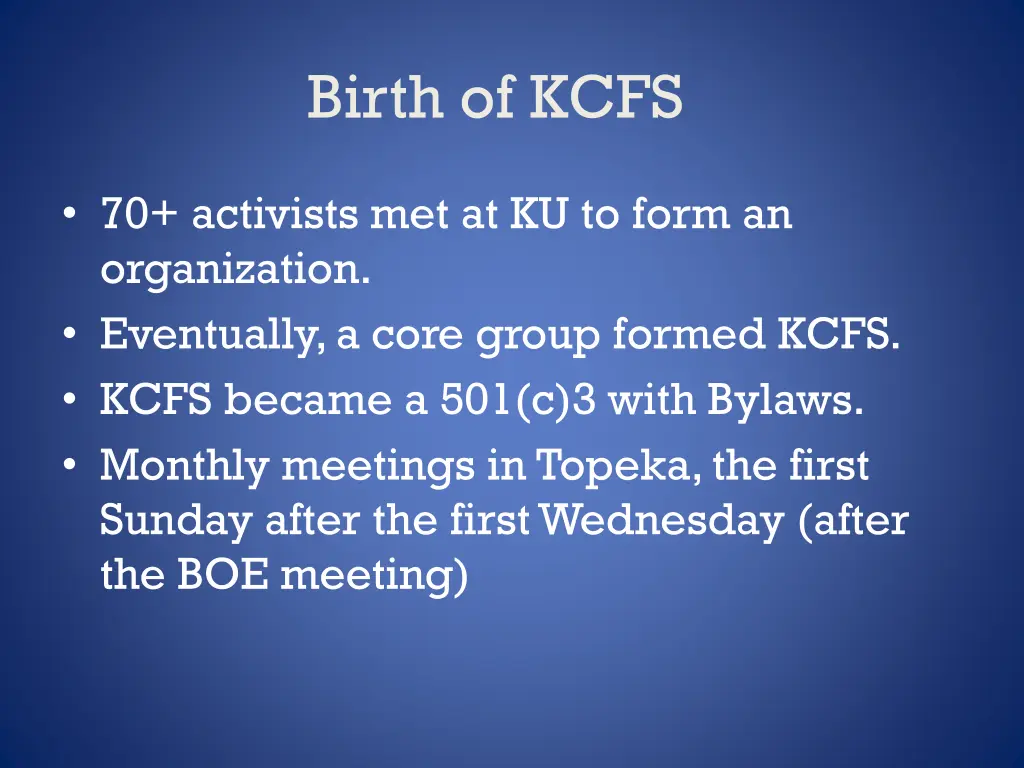 birth of kcfs