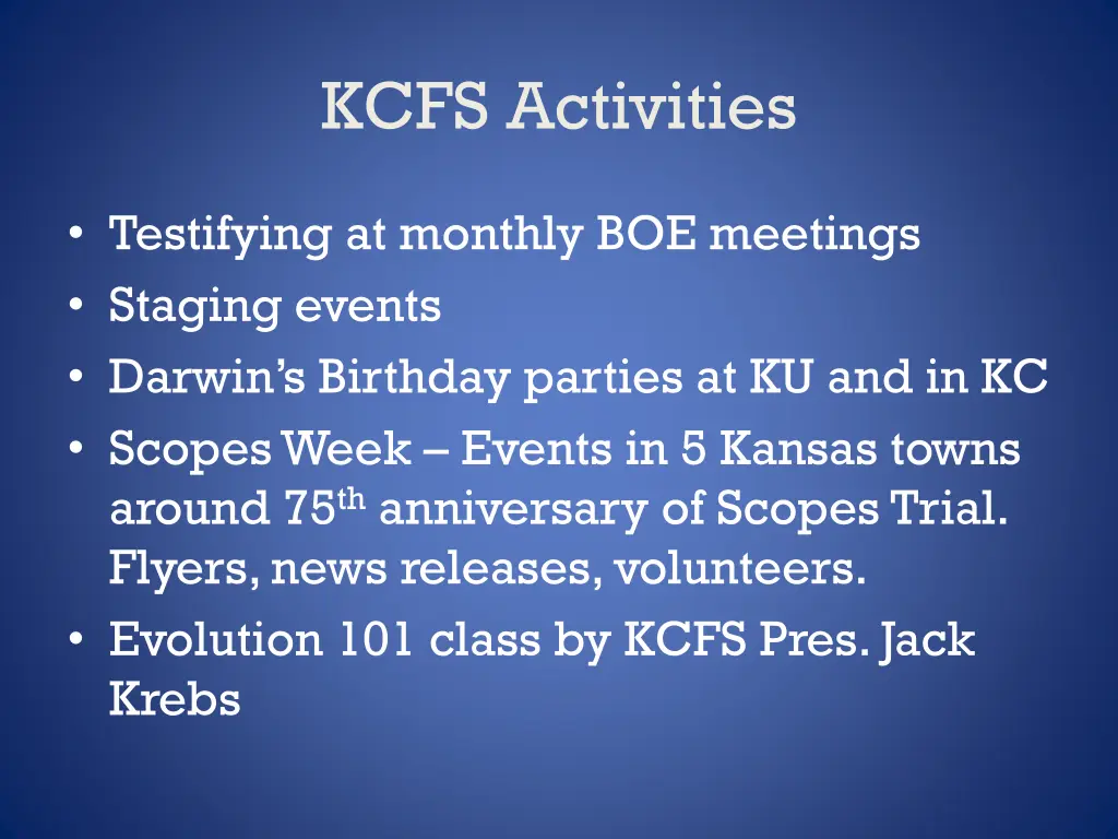 kcfs activities