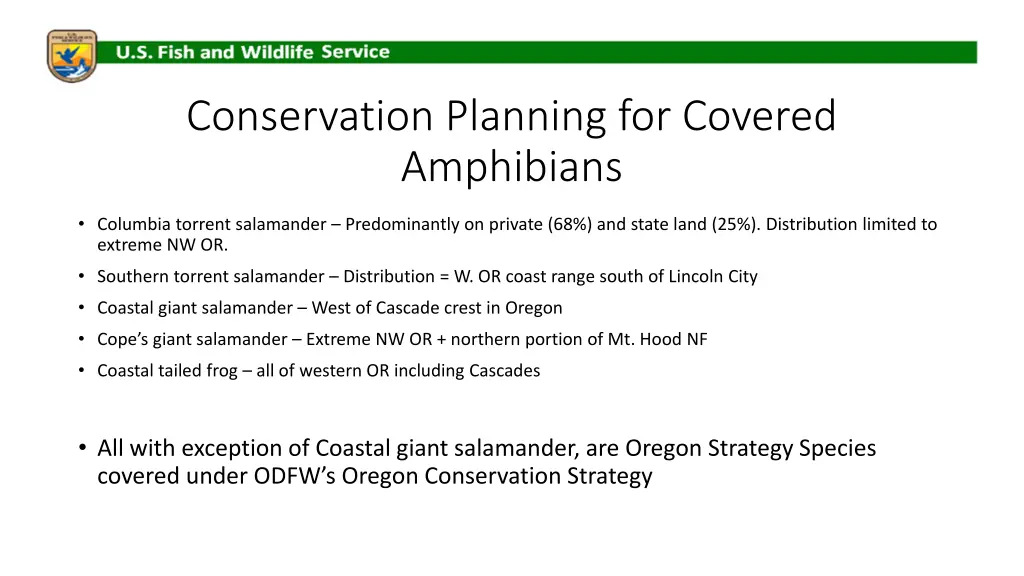 conservation planning for covered amphibians