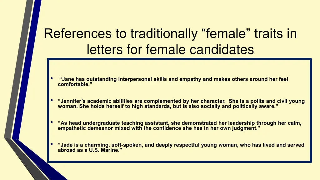 references to traditionally female traits