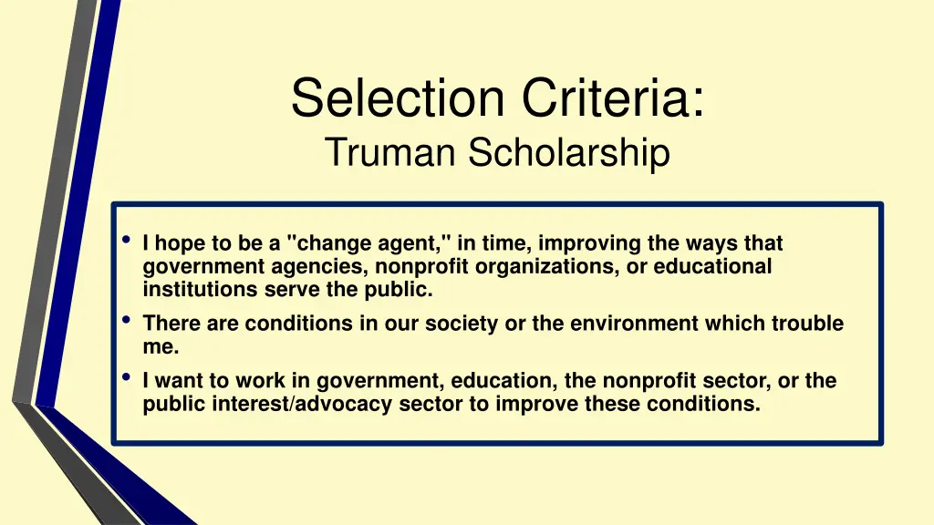 selection criteria truman scholarship