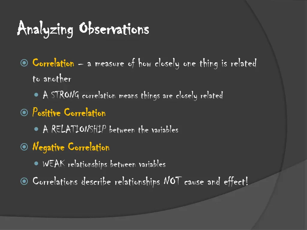 analyzing observations analyzing observations