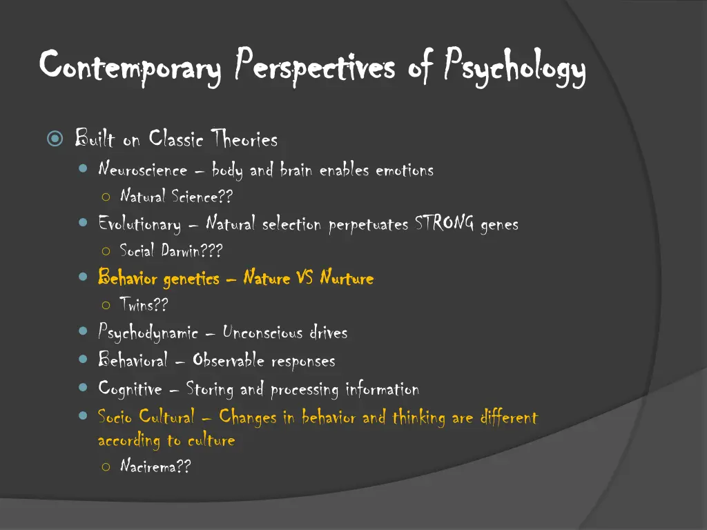 contemporary perspectives of psychology