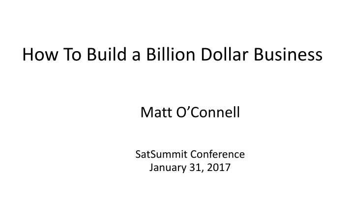 how to build a billion dollar business