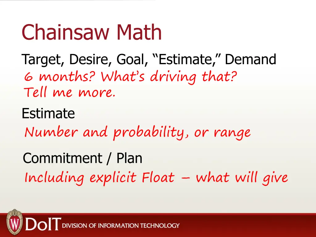 chainsaw math target desire goal estimate demand