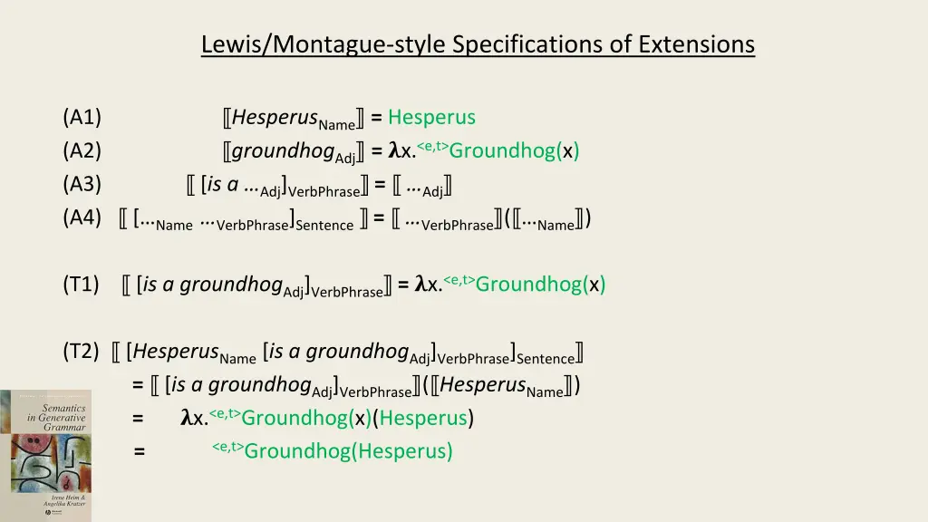 lewis montague style specifications of extensions