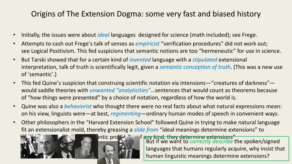 origins of the extension dogma some very fast