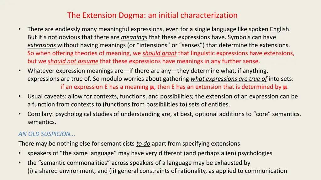 the extension dogma an initial characterization