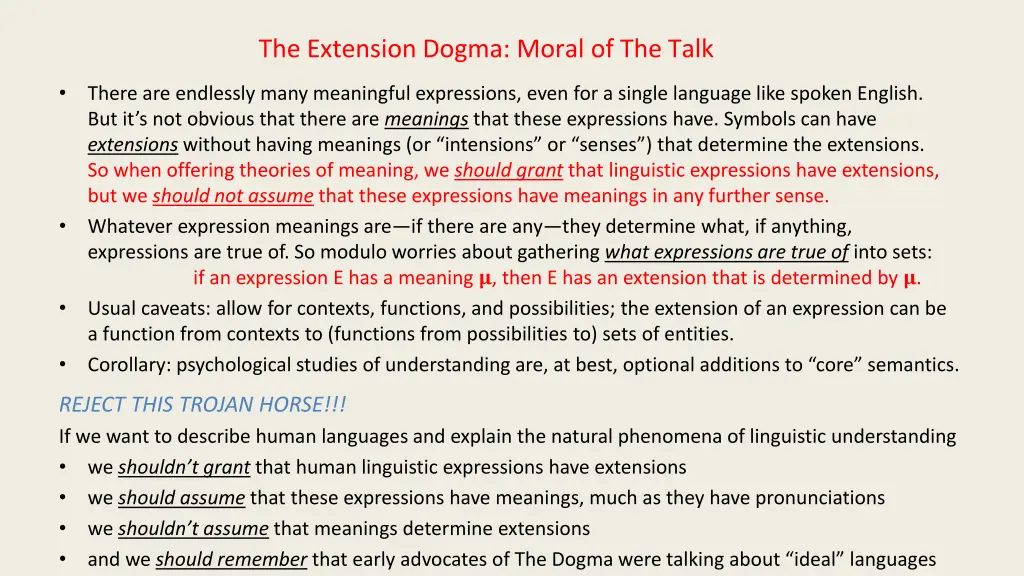 the extension dogma moral of the talk