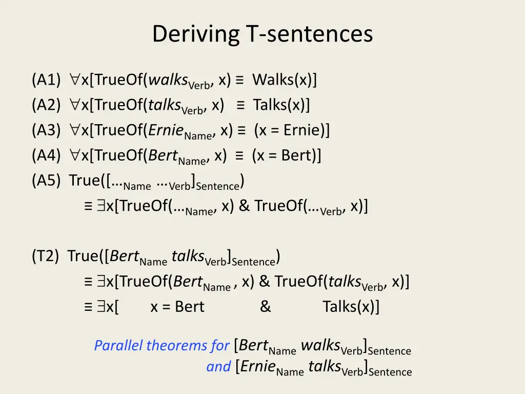 deriving t sentences 1