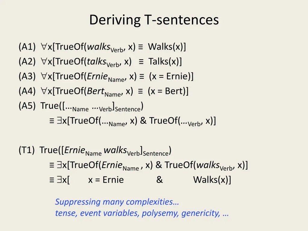 deriving t sentences