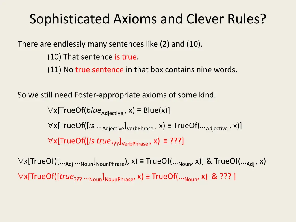 sophisticated axioms and clever rules 1