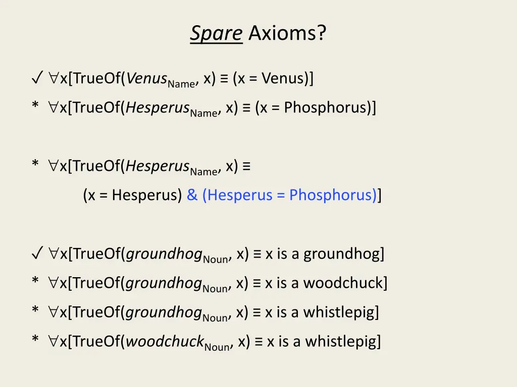 spare axioms