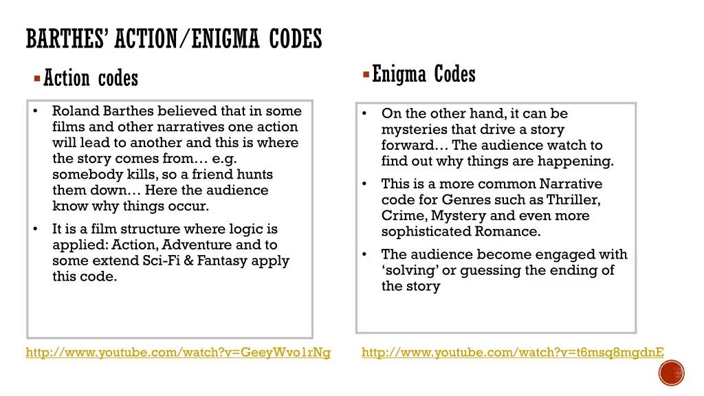 barthes action enigma codes action codes