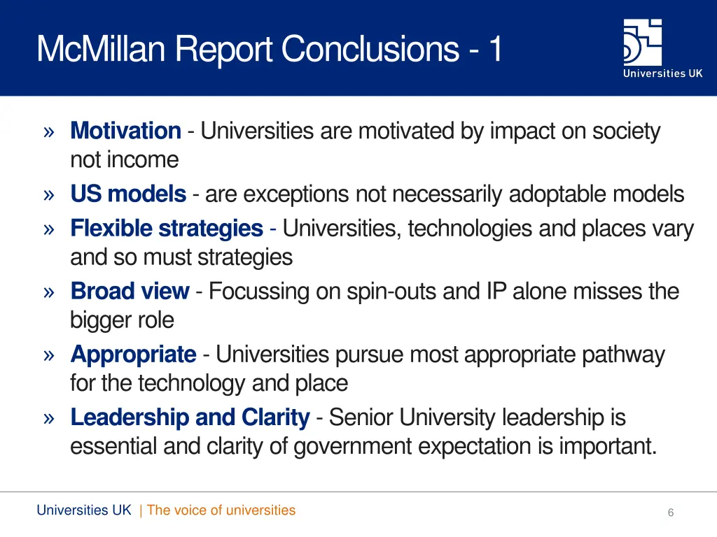 mcmillan report conclusions 1