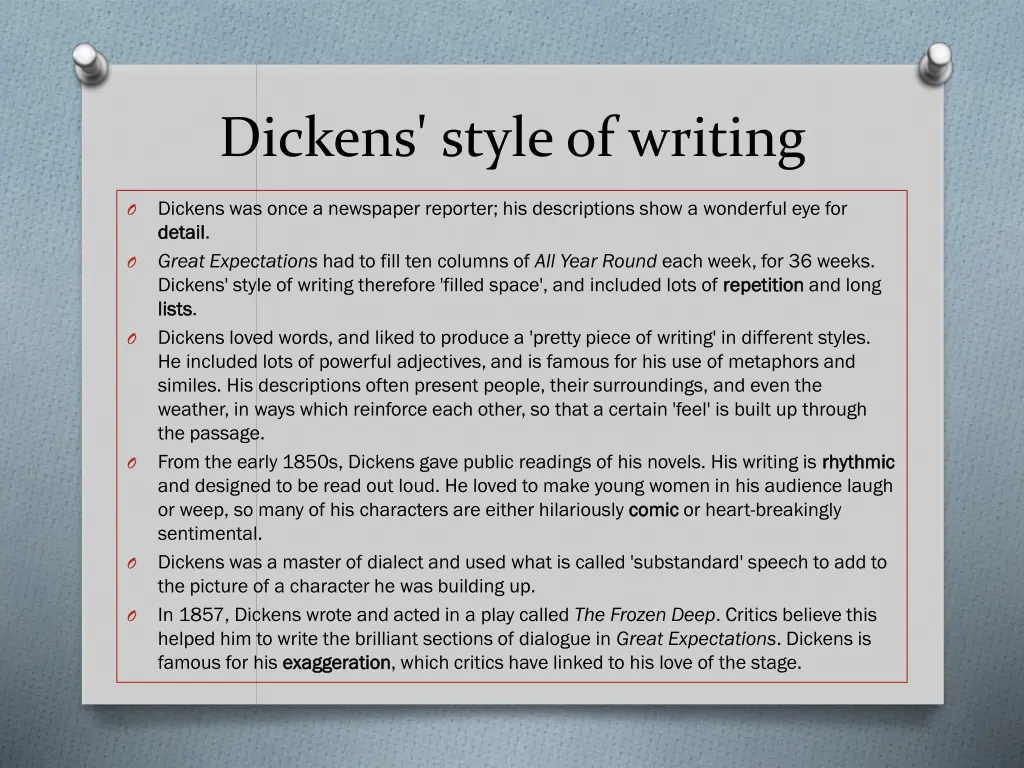 dickens style of writing