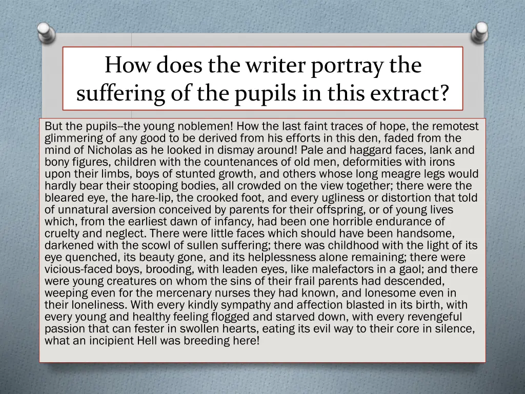 how does the writer portray the suffering