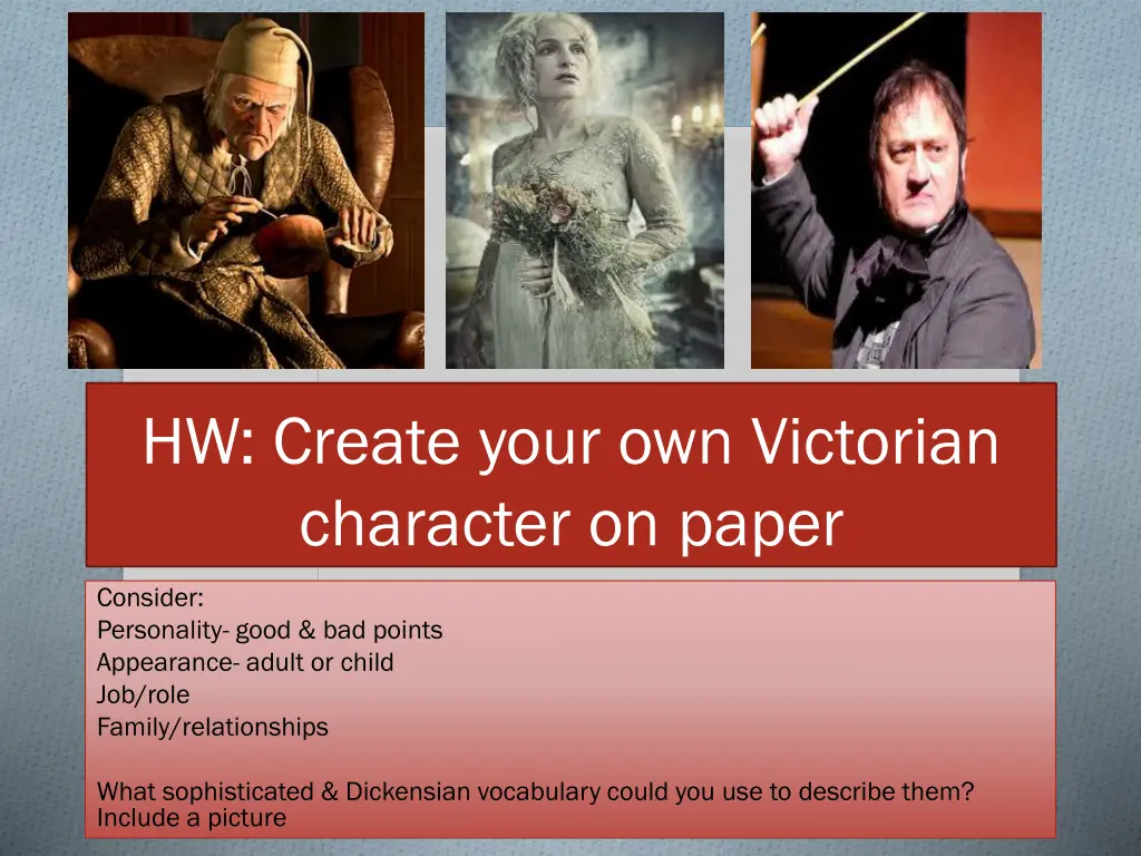 hw create your own victorian character on paper