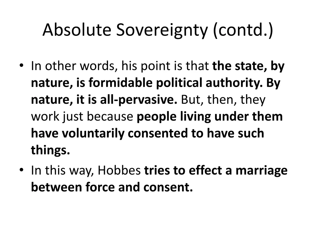 absolute sovereignty contd