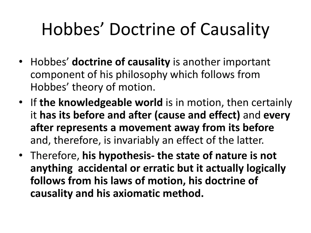 hobbes doctrine of causality