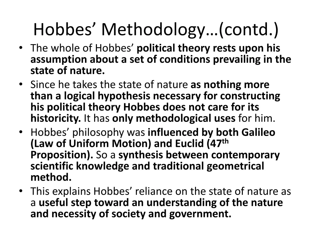 hobbes methodology contd the whole of hobbes