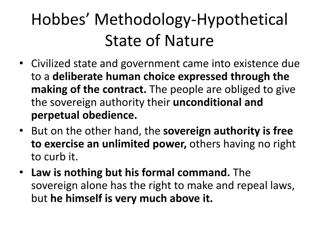 hobbes methodology hypothetical state of nature