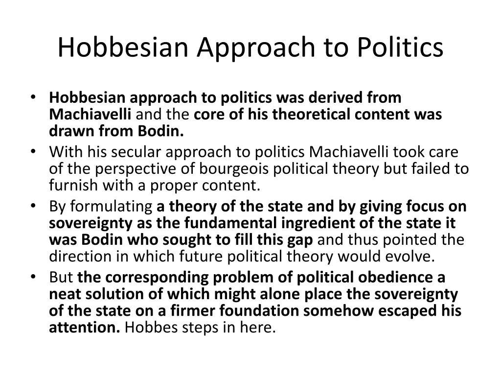 hobbesian approach to politics