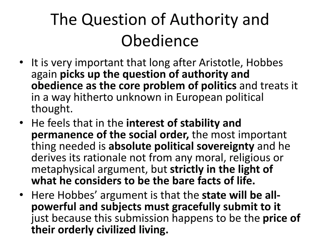 the question of authority and obedience