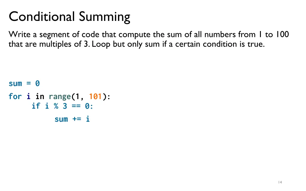 conditional summing