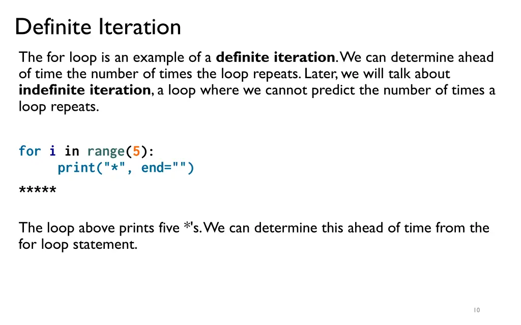 definite iteration